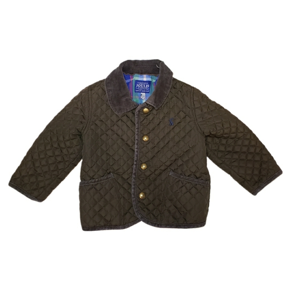 Joules 12-18m Baby Boy Olive Green Quilted Jacket
